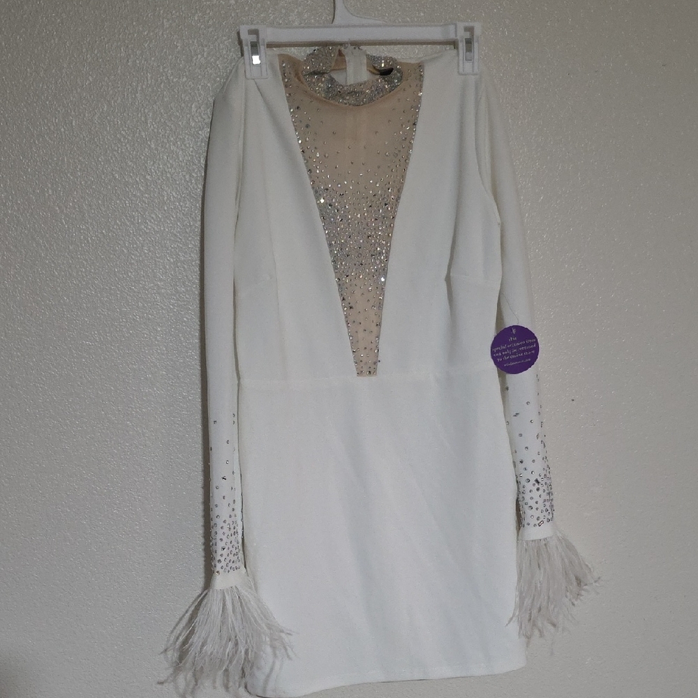 Windsor White Mini Dress with Silver Accents